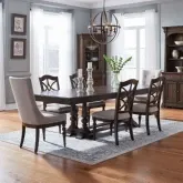 Arden Road 7-Piece Dining Set in Satin Cherry Wood & Cream Fabric