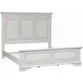 Abbey Park California King Panel Bed in Antique White & Weathered Brown