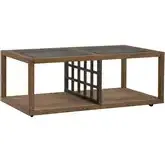 Bayhill Trellis Coffee Cocktail Table in Wood, Black Metal & Glass