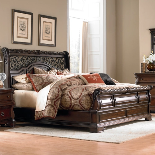 Arbor Place King Sleigh Bed in Brownstone Wood