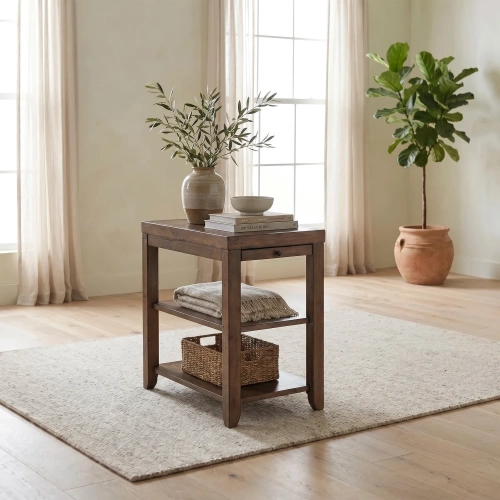 Mitchell Side Table in Nutmeg Brown Wood
