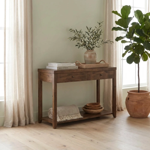Mitchell Sofa Table in Nutmeg Brown Wood