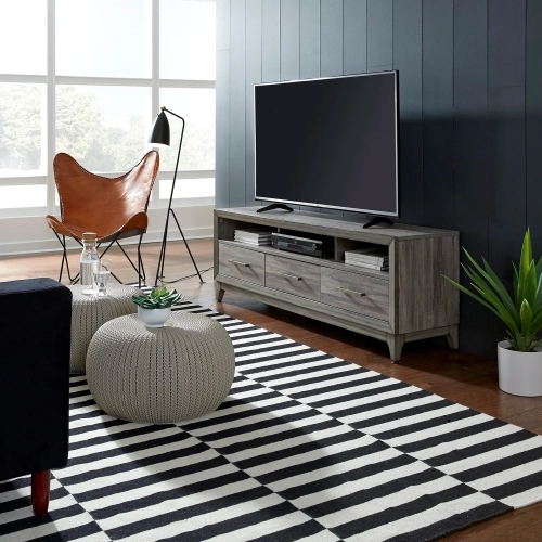 Mercury 62" TV Stand Console in Driftwood Gray Wood