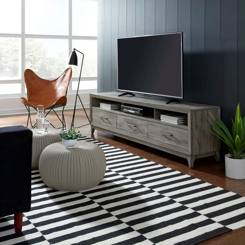 Mercury 76" TV Stand Console in Driftwood Gray Wood