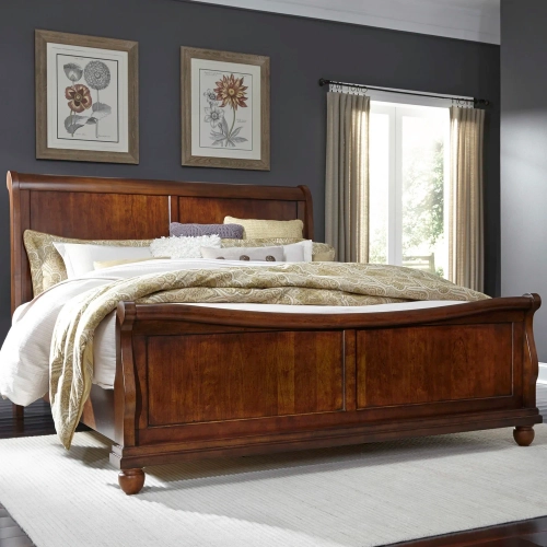 Rustic Traditions Queen Sleigh Bed in Rustic Cherry Wood