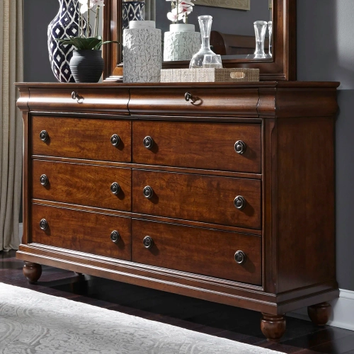 Rustic Traditions 8-Drawer Dresser in Rustic Cherry Wood