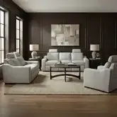Archer Power Recline Wall Saver Sofa, Loveseat & Recliner Set in Dove Gray Fabric