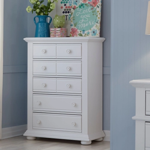 Summer House 5-Drawer Chest in Oyster White Wood