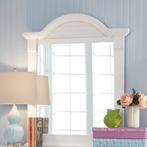 Summer House Small Mirror in Oyster White Wood