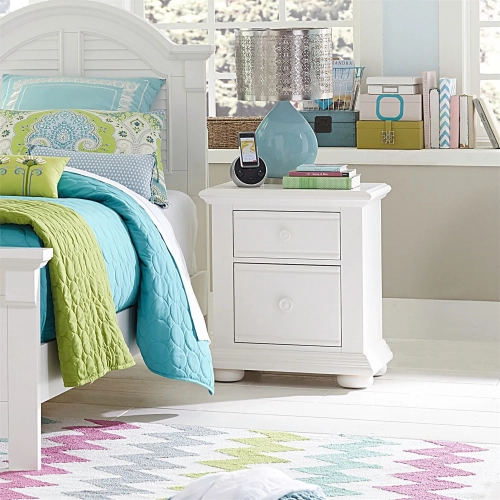 Summer House 2-Drawer Nightstand in Oyster White Wood