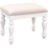 Summer House I Vanity Stool in Oyster White Wood & Linen