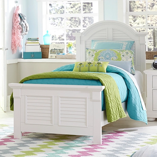 Summer House Full Panel Bed in Oyster White Wood