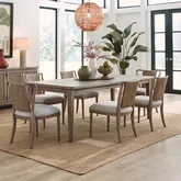 Sheridan Pointe 7-Piece Dining Set in Natural Wood & Linen