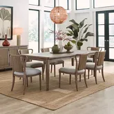 Sheridan Pointe 7-Piece Dining Set in Natural Wood & Linen