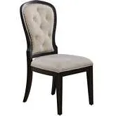 Americana Farmhouse Dining Chair in Black & Tufted Linen (Set of 2)