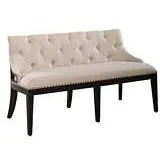 Americana Farmhouse Shelter Dining Bench in Black & Tufted Linen