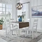 Landale 5-Piece Drop-Leaf Dining Set in Chestnut & White Wood