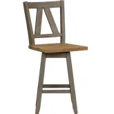 Lindsey Farm Counter Swivel Chair in Gray & Sandstone (Set of 2)