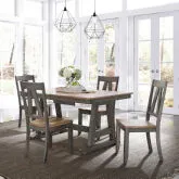 Lindsey Farm 5-Piece Trestle Dining Set in Gray & Sandstone