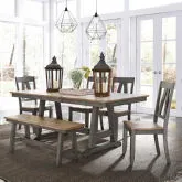 Lindsey Farm 6-Piece Trestle Dining Set in Gray & Sandstone