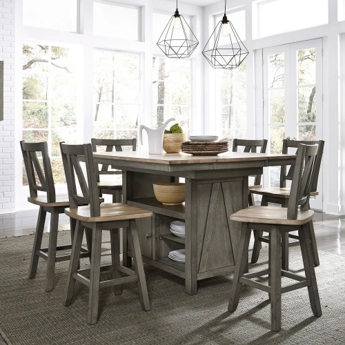 Lindsey Farm 7-Piece Kitchen Island Set in Gray & Sandstone