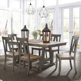Lindsey Farm 7-Piece Trestle Dining Set in Gray & Sandstone