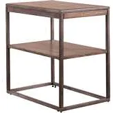 Jamestown Chair Side Table in Tobacco Brown Wood & Metal