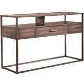 Jamestown Sofa Table in Tobacco Brown Wood & Metal