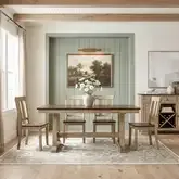 Lindsey Farm 5-Piece Trestle Dining Set in Natural & Brown Wood