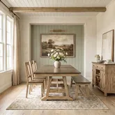 Lindsey Farm 6-Piece Trestle Dining Set in Natural & Brown Wood
