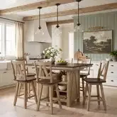 Lindsey Farm 7-Piece Gathering Height Dining Set in Natural & Brown Wood