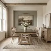 Lindsey Farm 7-Piece Trestle Dining Set in Natural & Brown Wood