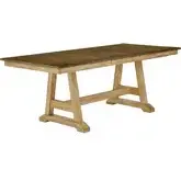 Lindsey Farm 78" Extension Trestle Dining Table in Natural & Brown Wood