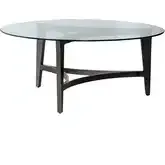 Capri Round Coffee Cocktail Table in Espresso Brown Metal & Glass