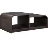 Perspectives Coffee Cocktail Table with Casters in Espresso Brown Wood