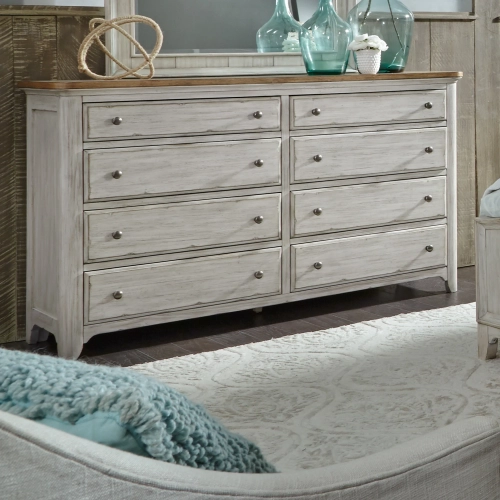 Farmhouse Reimagined 8-Drawer Dresser in White & Brown