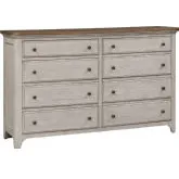 Farmhouse Reimagined 8-Drawer Dresser in White & Brown