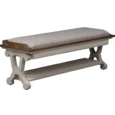 Farmhouse Reimagined Bench in White & Brown