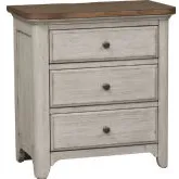 Farmhouse Reimagined Nightstand with Charging in White & Brown