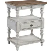 Farmhouse Reimagined 1-Drawer Nightstand in White & Brown
