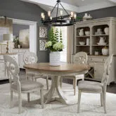 Farmhouse Reimagined 5-Piece Dining Set in White & Brown