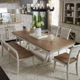 Farmhouse Reimagined 6-Piece Trestle Dining Set in White & Brown