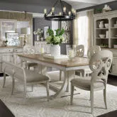 Farmhouse Reimagined 6-Piece Trestle Dining Set in White & Brown
