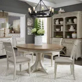 Farmhouse Reimagined 5-Piece Dining Set in White & Brown