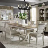 Farmhouse Reimagined 6-Piece Trestle Dining Set in White & Brown