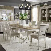 Farmhouse Reimagined 7-Piece Trestle Dining Set in White & Brown
