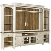 Farmhouse Reimagined Entertainment Center & Piers in Antique White & Brown