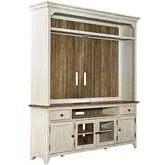 Farmhouse Reimagined Entertainment Center in Antique White & Chestnut