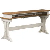 Farmhouse Reimagined Console Bar Table in White & Chestnut