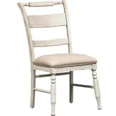 Whitney Slat Back Dining Chair in Weathered Gray & Linen (Set of 2)